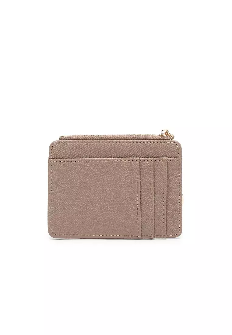 Women's Card Holder With Coin Compartment - Dark Beige