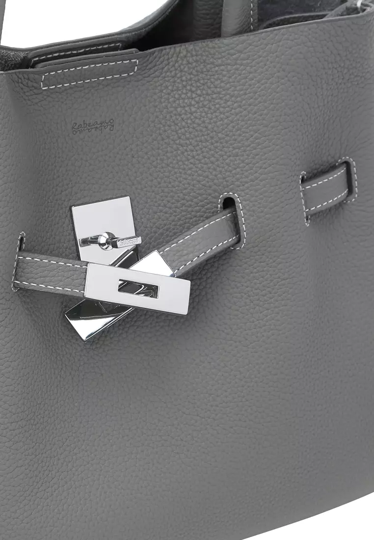 SAOIRSE Soft Structural Belt Tote Bag - Gull Grey