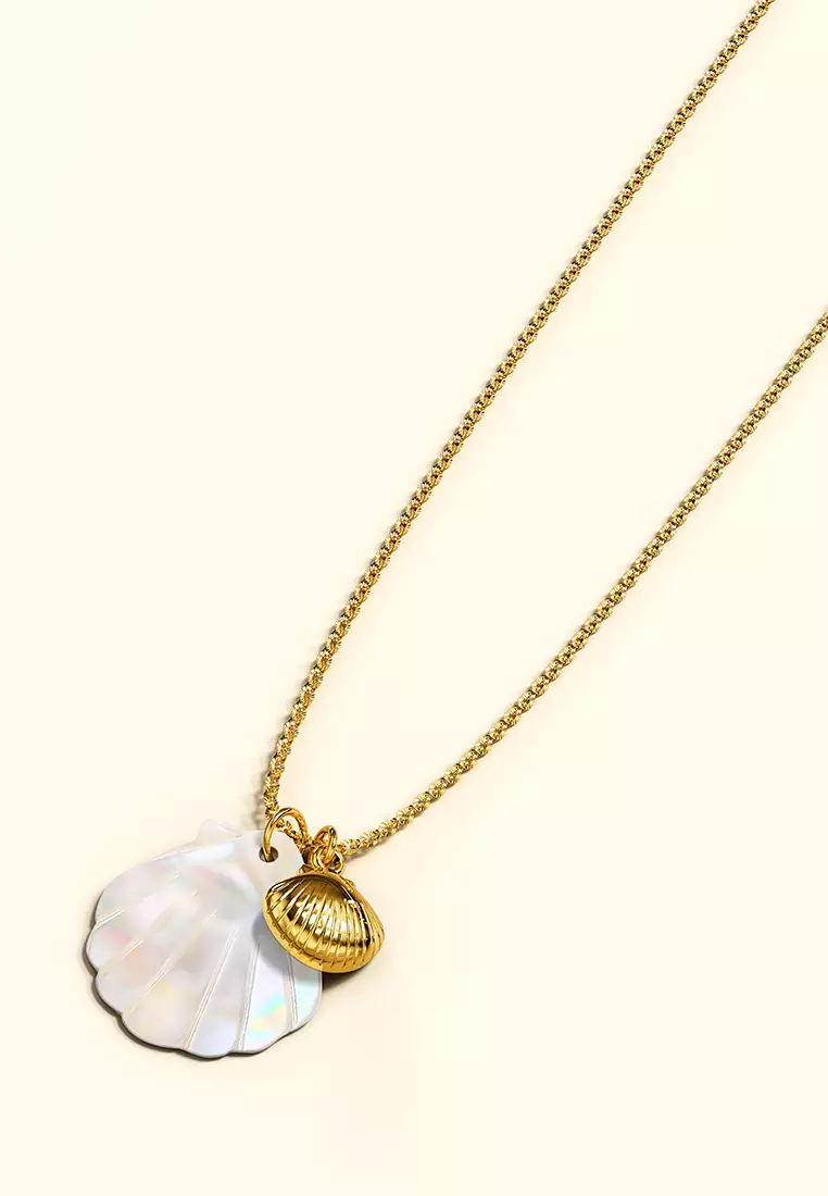 Dual Pearl & Gold Shell Necklace