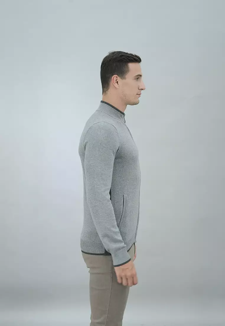 LGS - Sweater Casual Pria Lengan Panjang Warna Abu-Abu - CST.260.D064.39.C