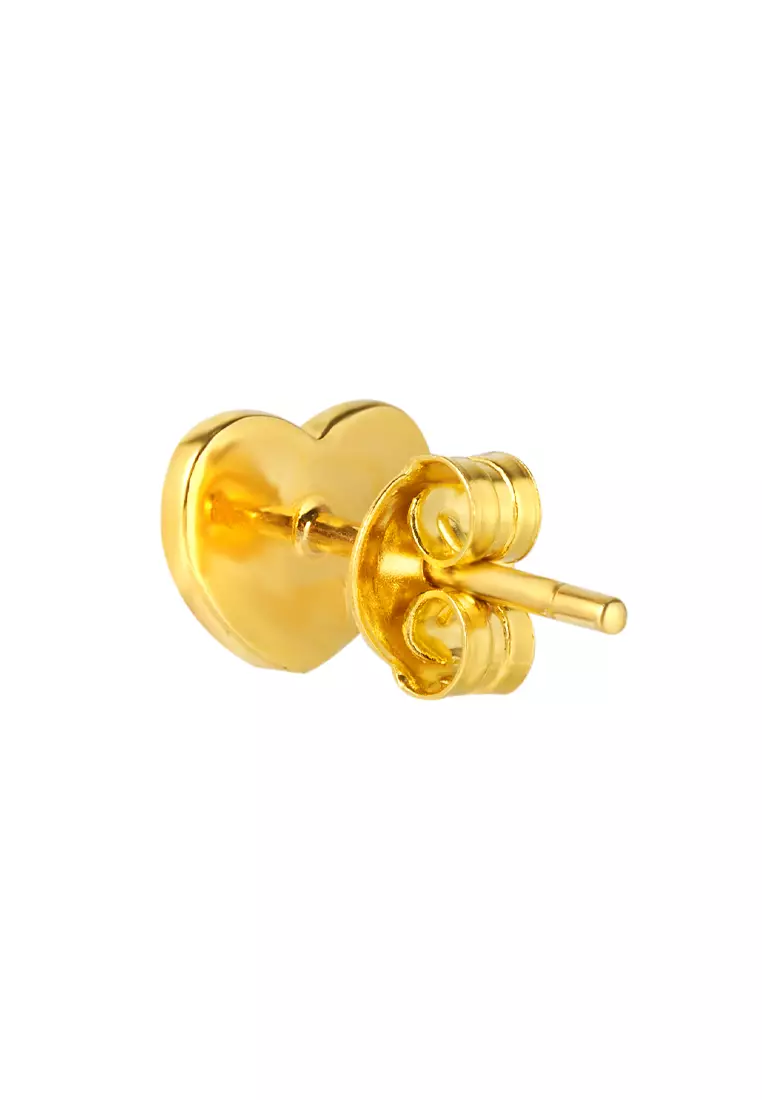 TOMEI Dual-Tone Baby Bear Heart Earrings, Yellow Gold 916