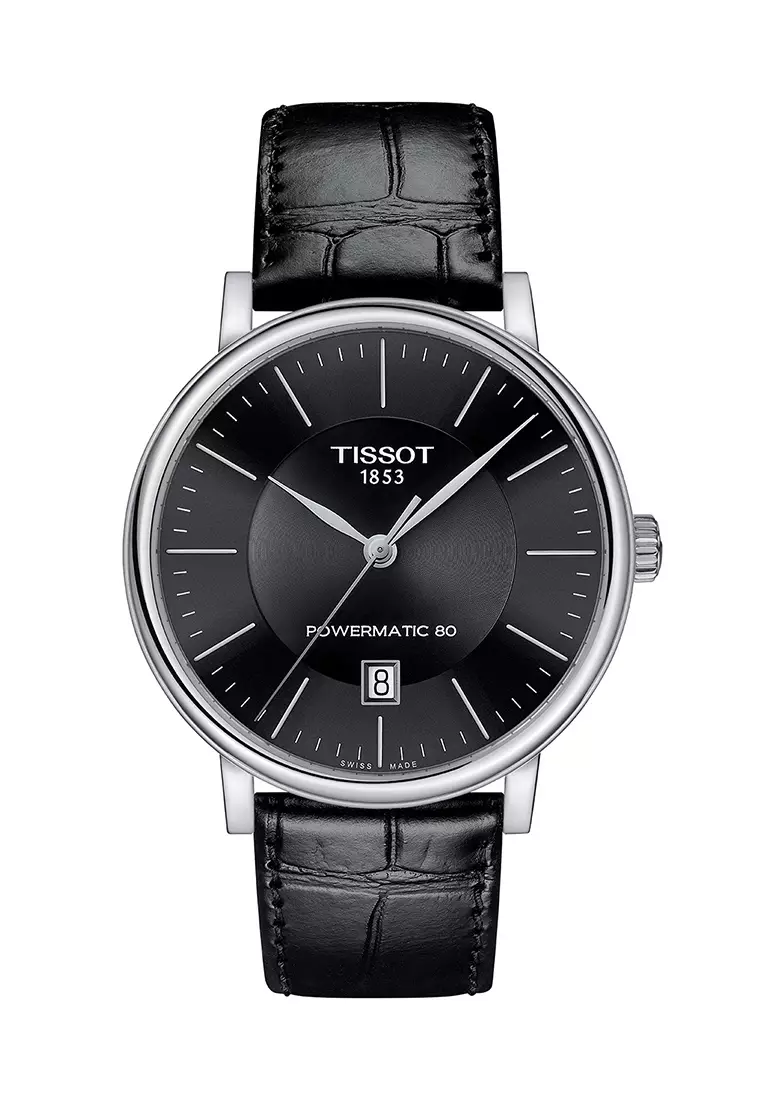 Buy Tissot Carson Premium Powermatic 80 Gent Black Leather Strap
