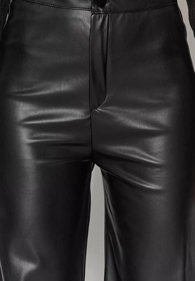 Faux Leather Wide Legs Trousers