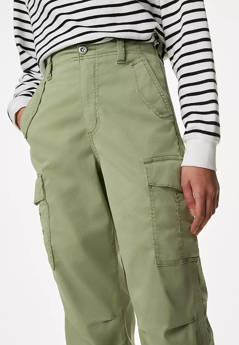 lyocell Rich Cargo Tea Dyed Cropped Trousers