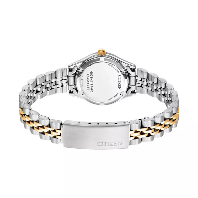 Jam Tangan Wanita Citizen Classic EQ0539-56Y Ladies Mother Of Pearl Dial Dual Tone Stainless Steel Strap