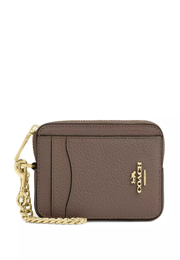 Buy Coach Zip Card Case - Dark Stone 2026 Online | ZALORA