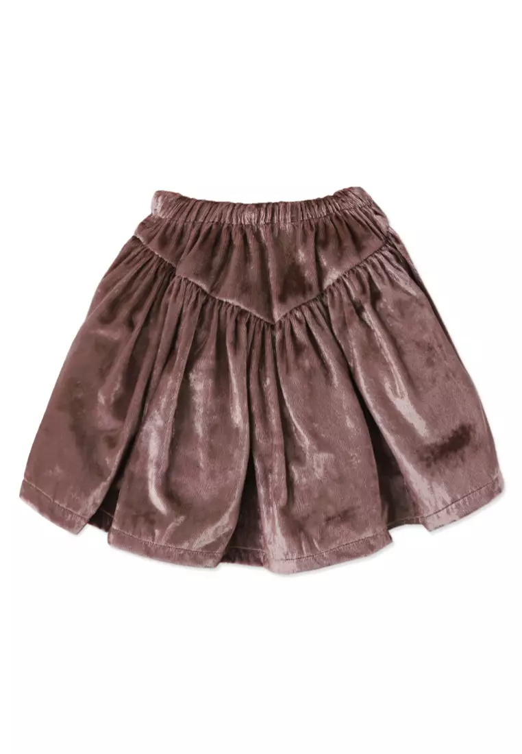 Girls Lurex Velvet Pull On Skirt With Yoke