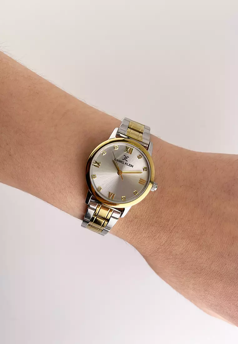 Watch Match Women Analog Watch DK.1.13773-3 Gold Stainless Steel Strap w. 2 Changeable Leather Straps