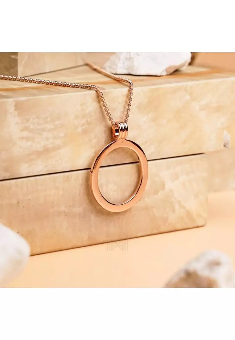 Minimal Classic Loop Rose Gold Pendant with 925 Sterling Silver