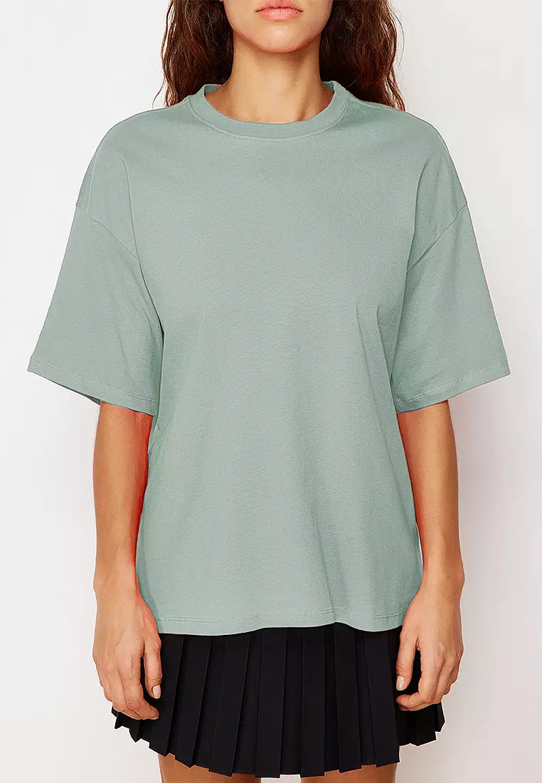 Oversized/Wide Pattern Crew Neck T-Shirt