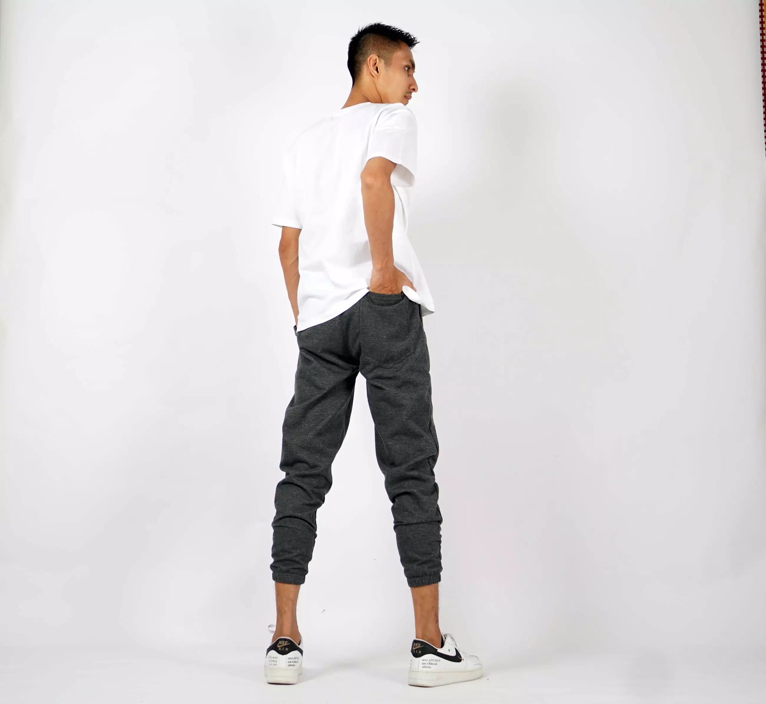 DIEGO Celana Casual Pria Celana Panjang Training Jogger Pants - Abu Tua