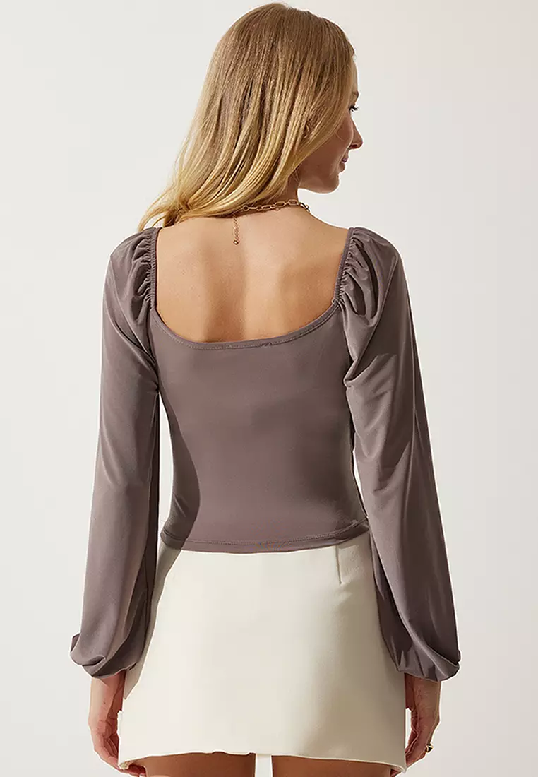 Long Sleeves Surplice Blouse