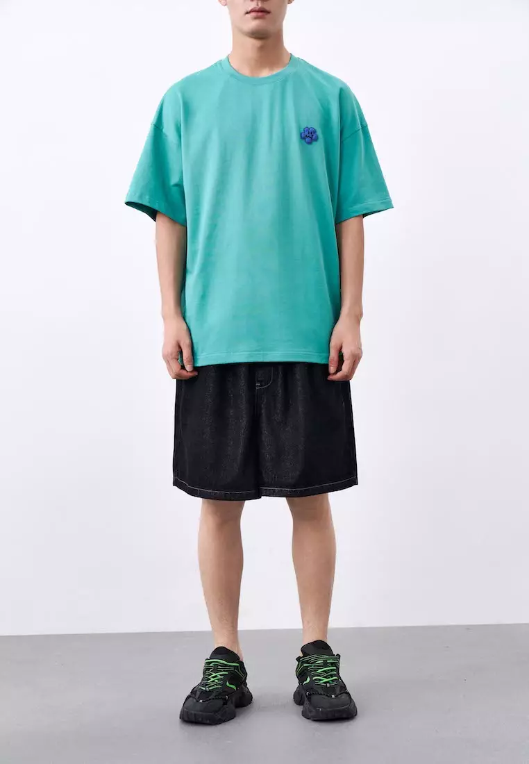 Mens elastic waist outlet jean shorts