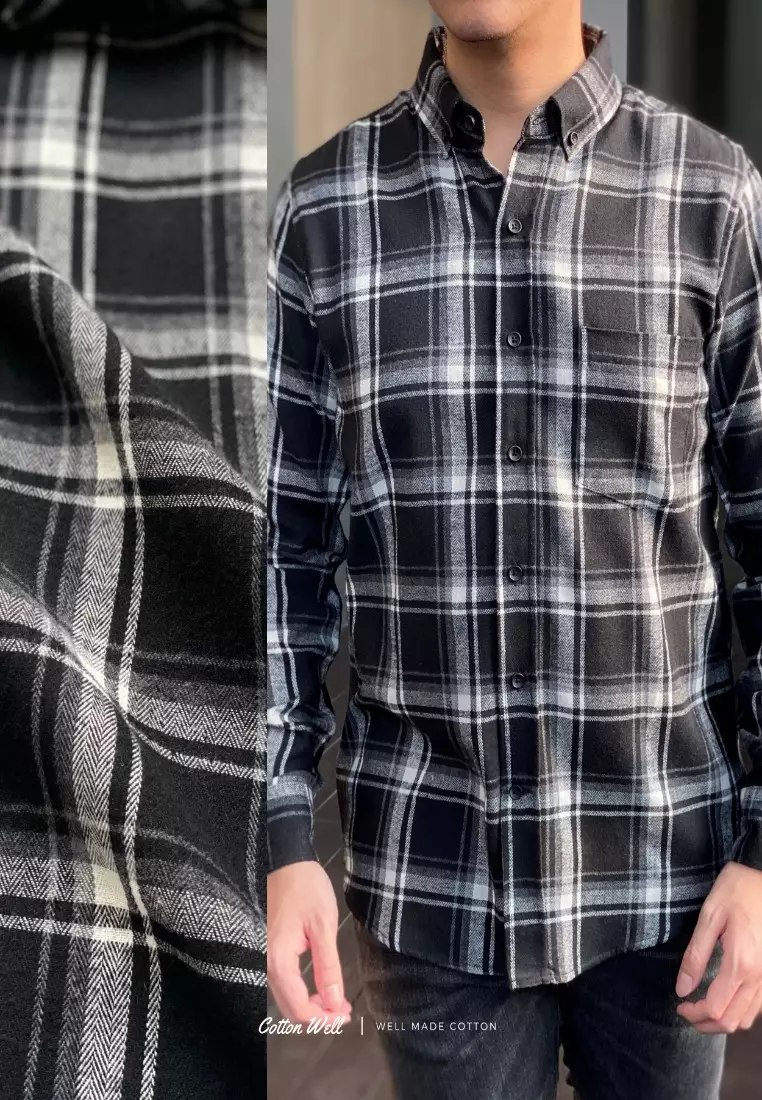 Cotton Well Flannel Shirt Monochrome