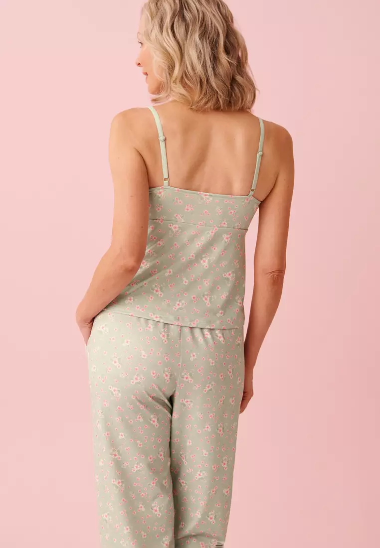 Cherry Blossom Print Lace Trim Super Soft Cami