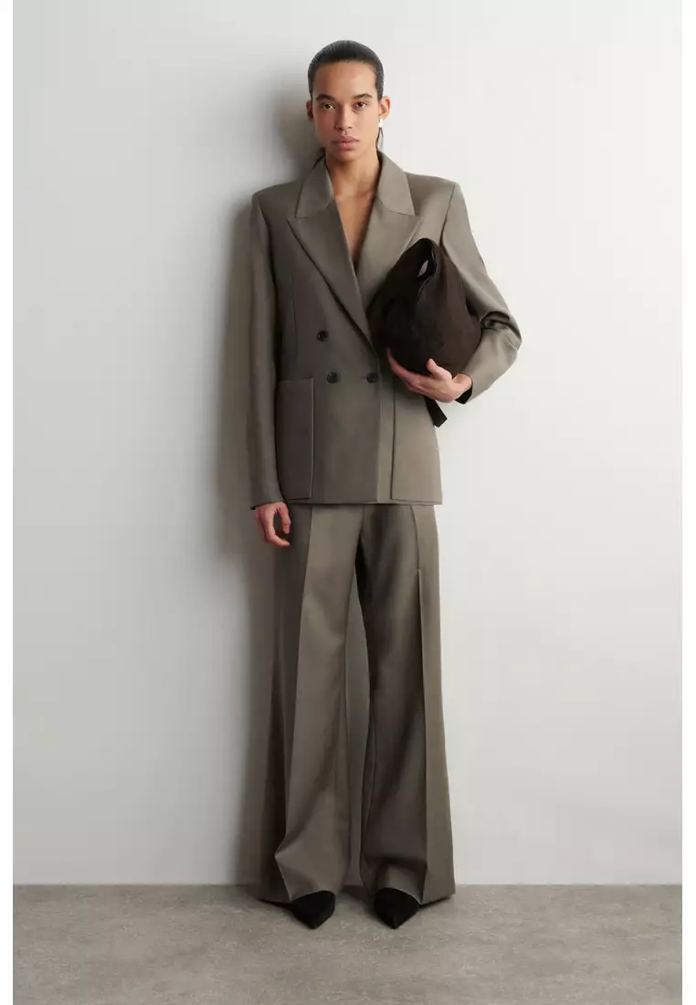 DOUBLE-BREASTED WOOL-TWILL BLAZER