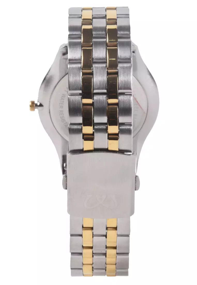 Mirage - Jam Tangan Analog Pria - Silver Gold - Stainless Steel Bracelet - 8544M-D