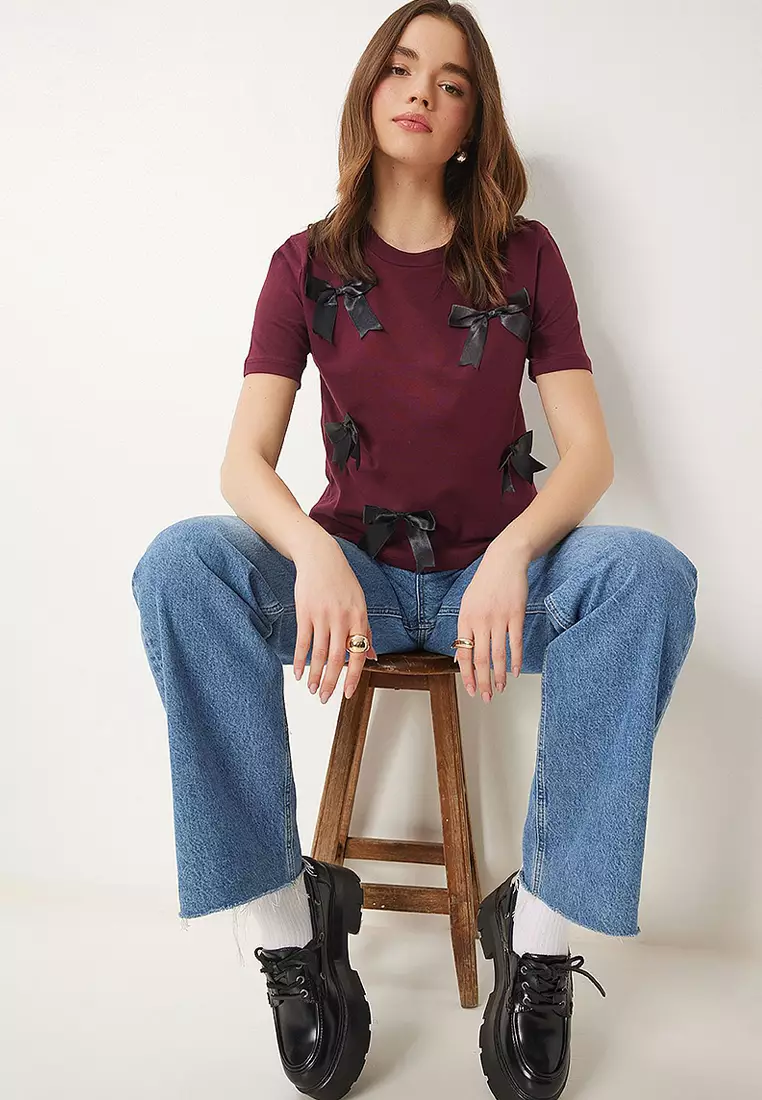 Bowknot Cotton Knit T-Shirt