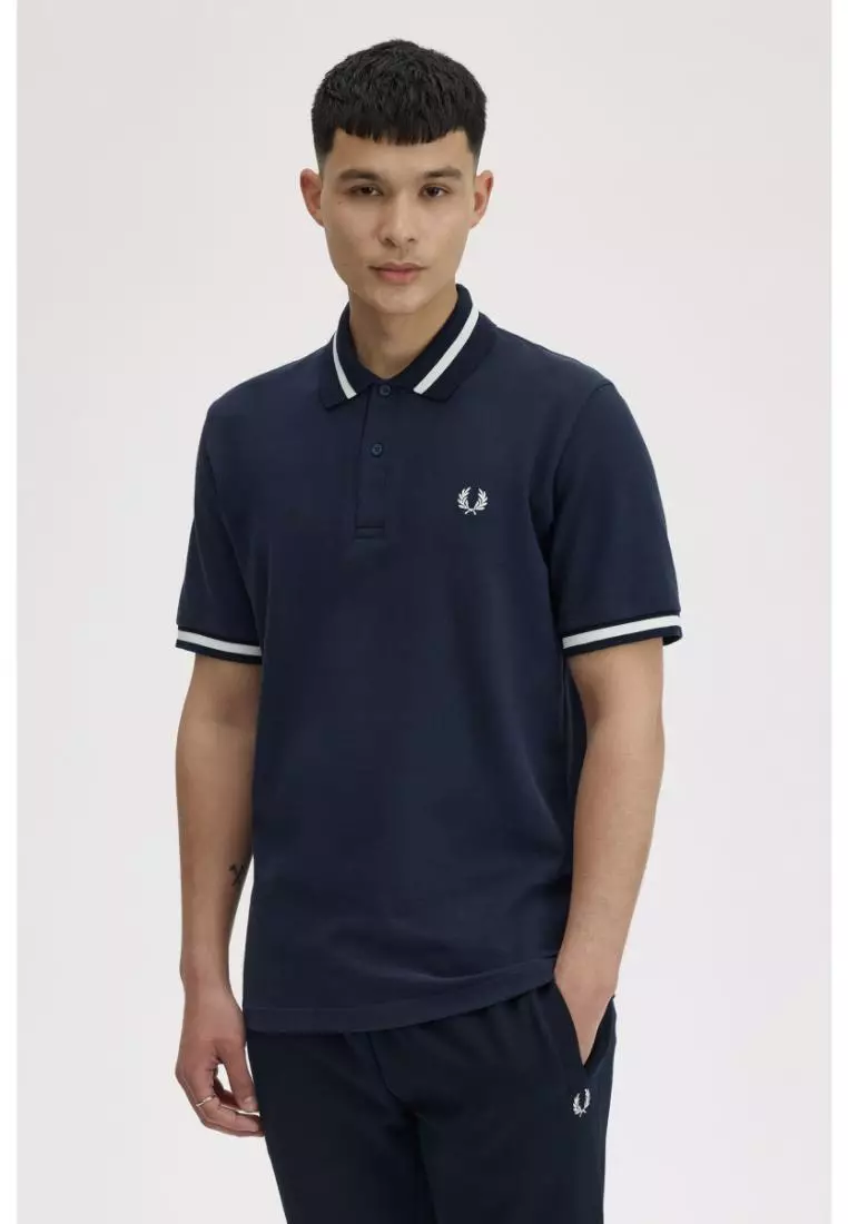 Fred Perry M2 Single Tipped Fred Perry Shirt (Navy / Snow White)