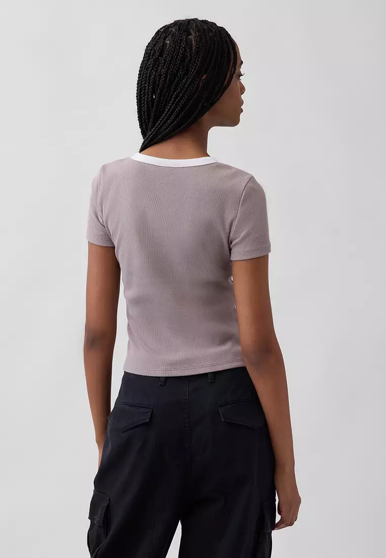 Ribbed Mini Logo T-Shirt