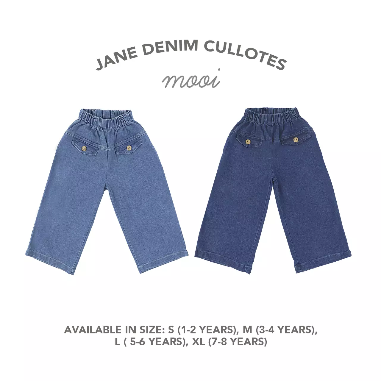 Mooi Celana Jeans Anak Jane Denim Cullotes - Medium Blue