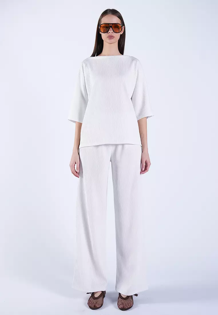Bat Sleeve Blouse and Palazzo Trousers Set