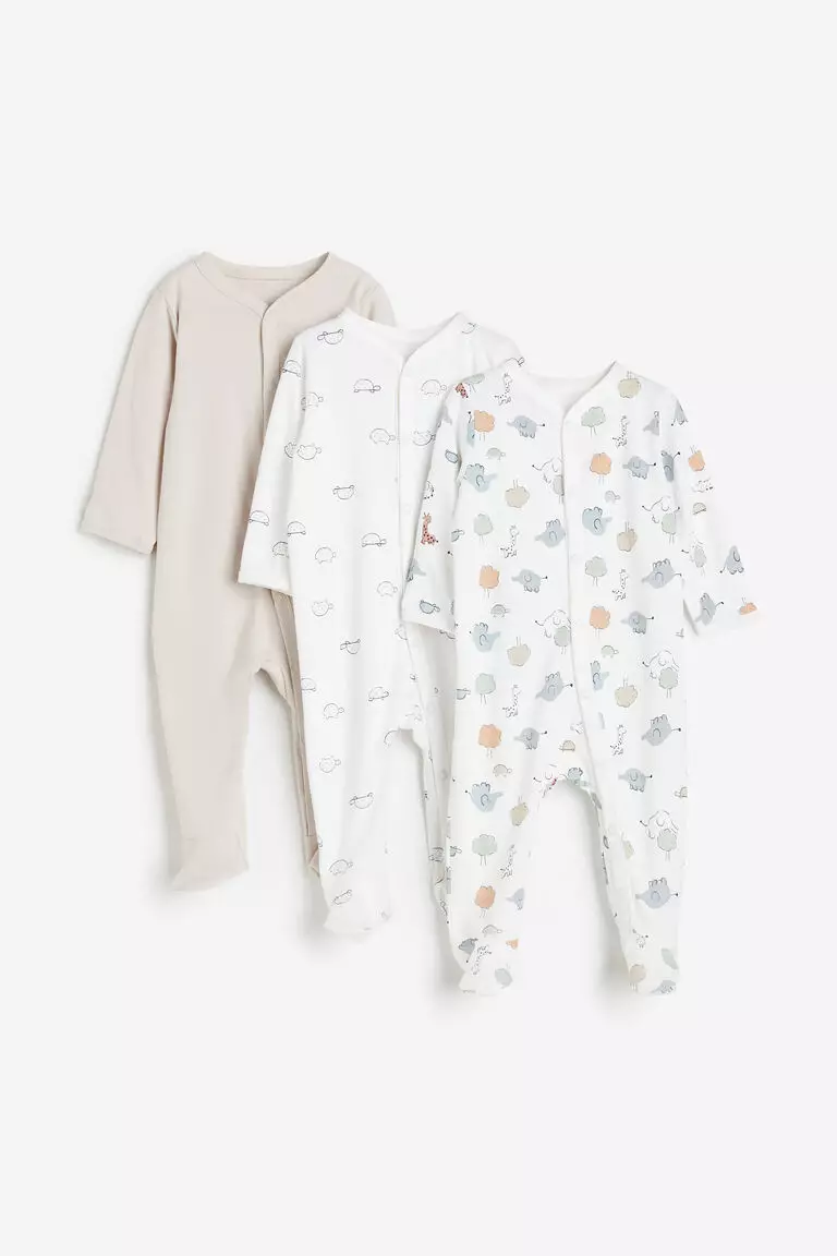 H&M  5.0 1 3-pack sleepsuits with full feet