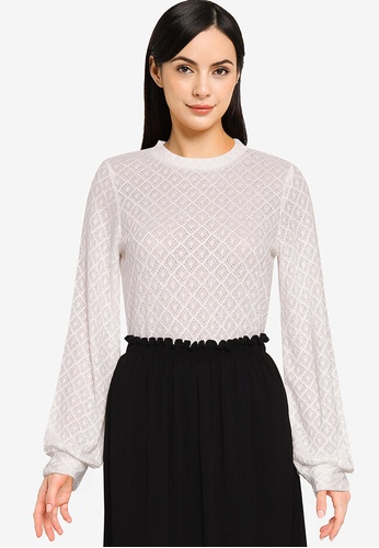 OVS white Long-Sleeved Top With Openwork F8624AAA86BDF1GS_1