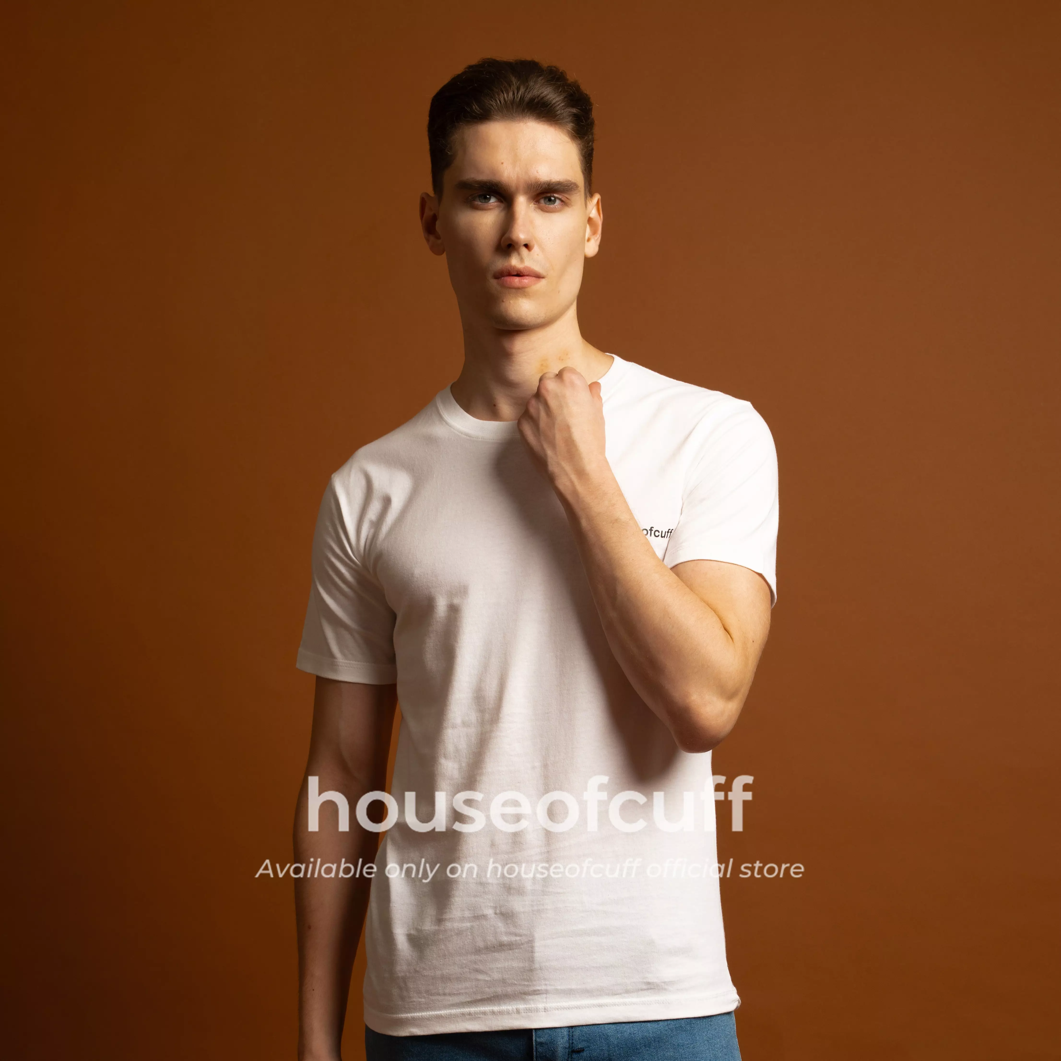 Houseofcuff Kaos Lengan Pendek Katun Kombed 30s Garuda Merah Putih - Putih