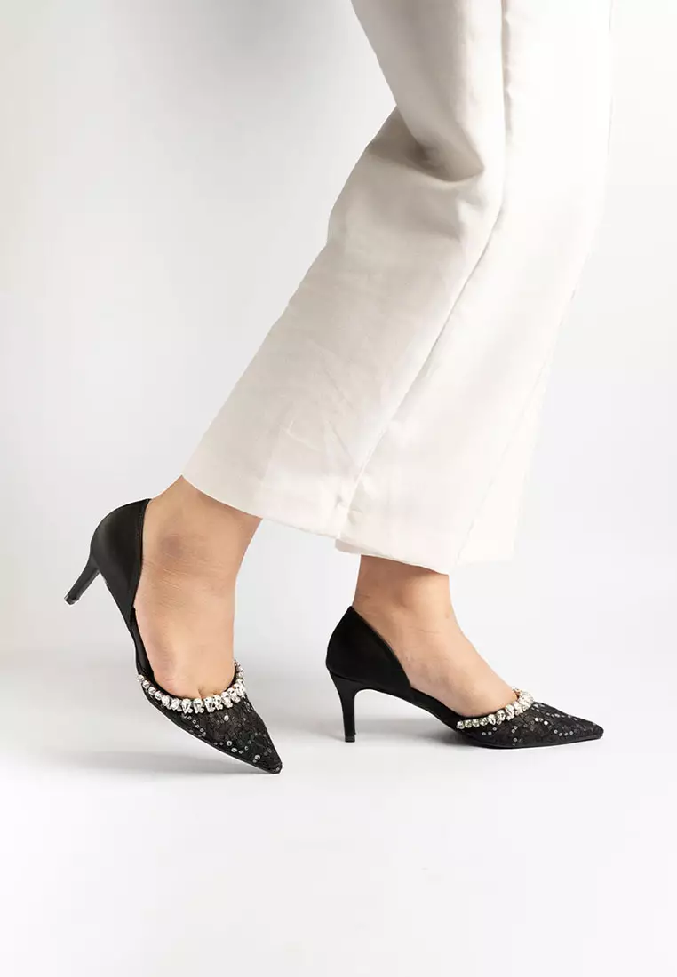 Irish Lace Glitter Heels