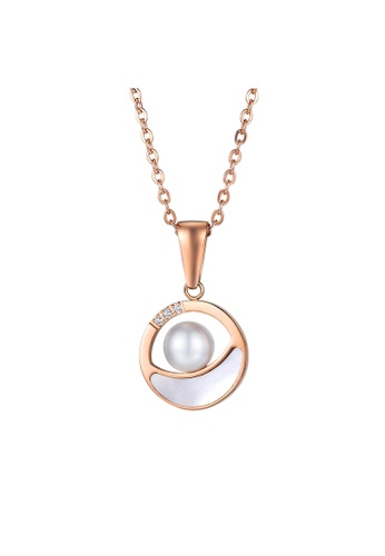 Air Jewellery gold Luxurious Shell Pearl Necklace In Rose Gold 70BC6ACB873915GS_1