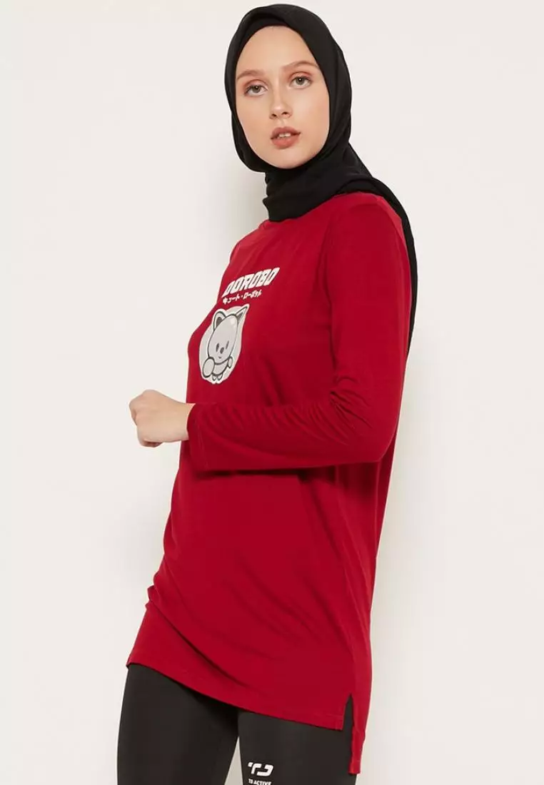 LTD03 thirdday mls tido flying maroon hijab lengan panjang wanita