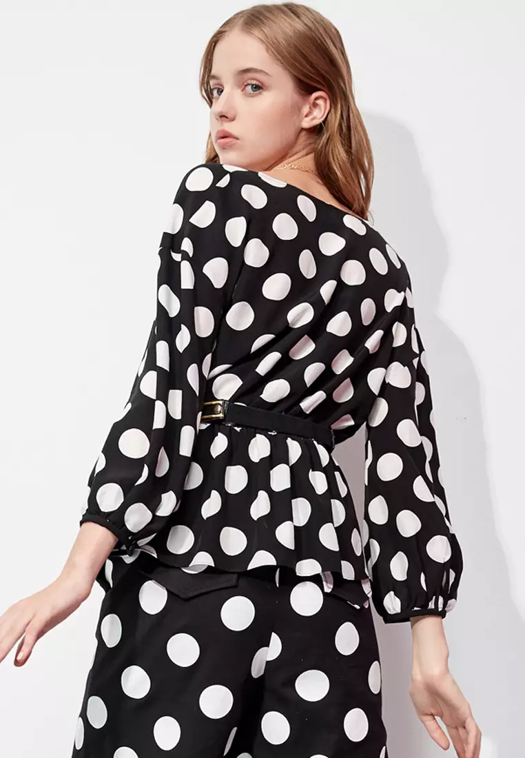 Polka Dot Wrap Blouse