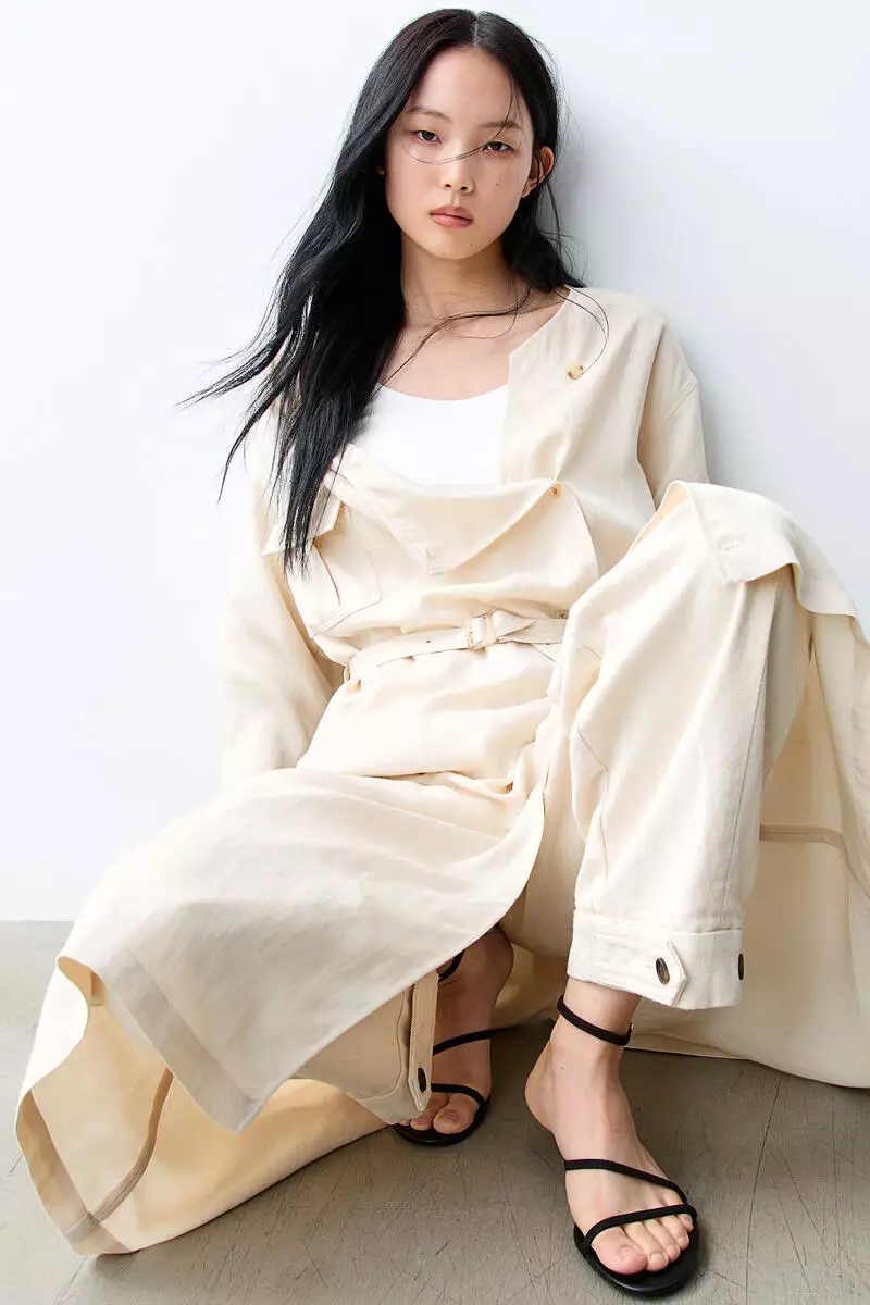 Cowl-neck trench coat