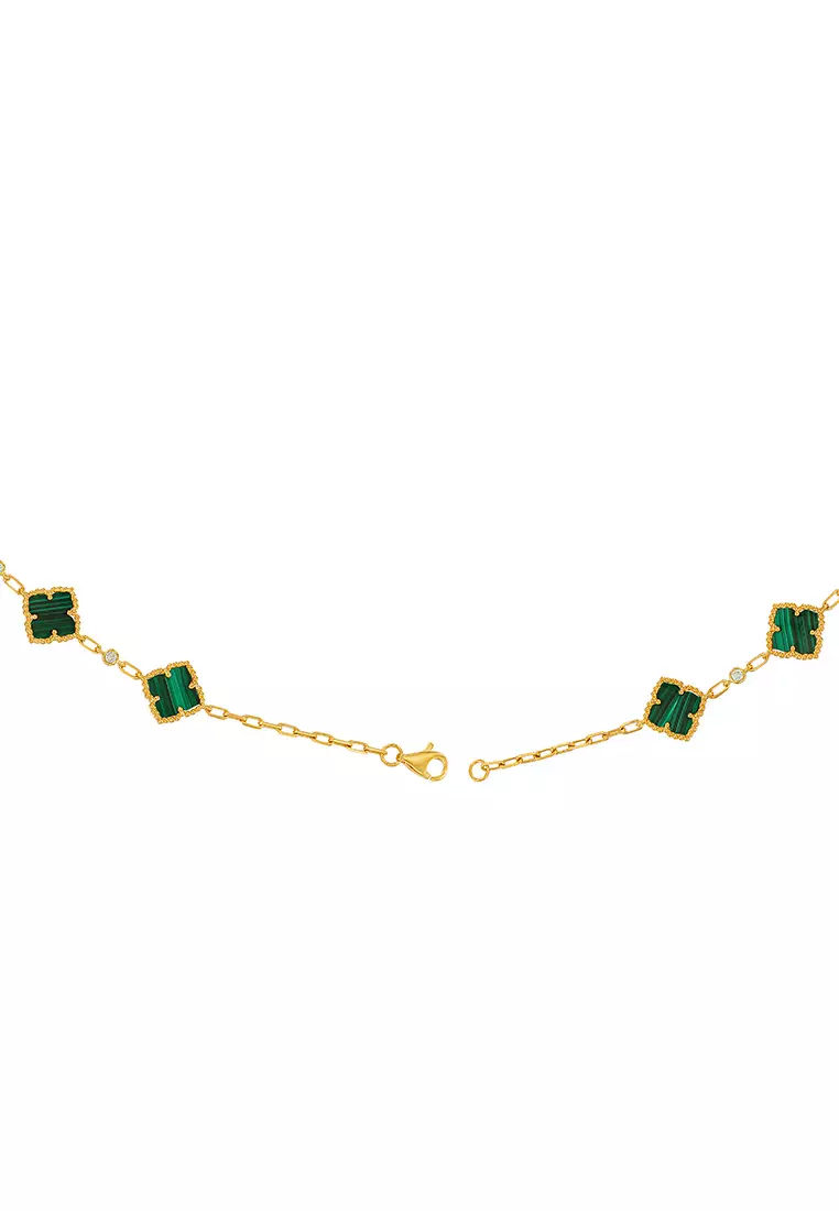 HABIB AL-ZAHRA | Fancy Cut Green Malachite and Diamond Bracelet in 750/18K Yellow Gold 681961124(YG)-MALA