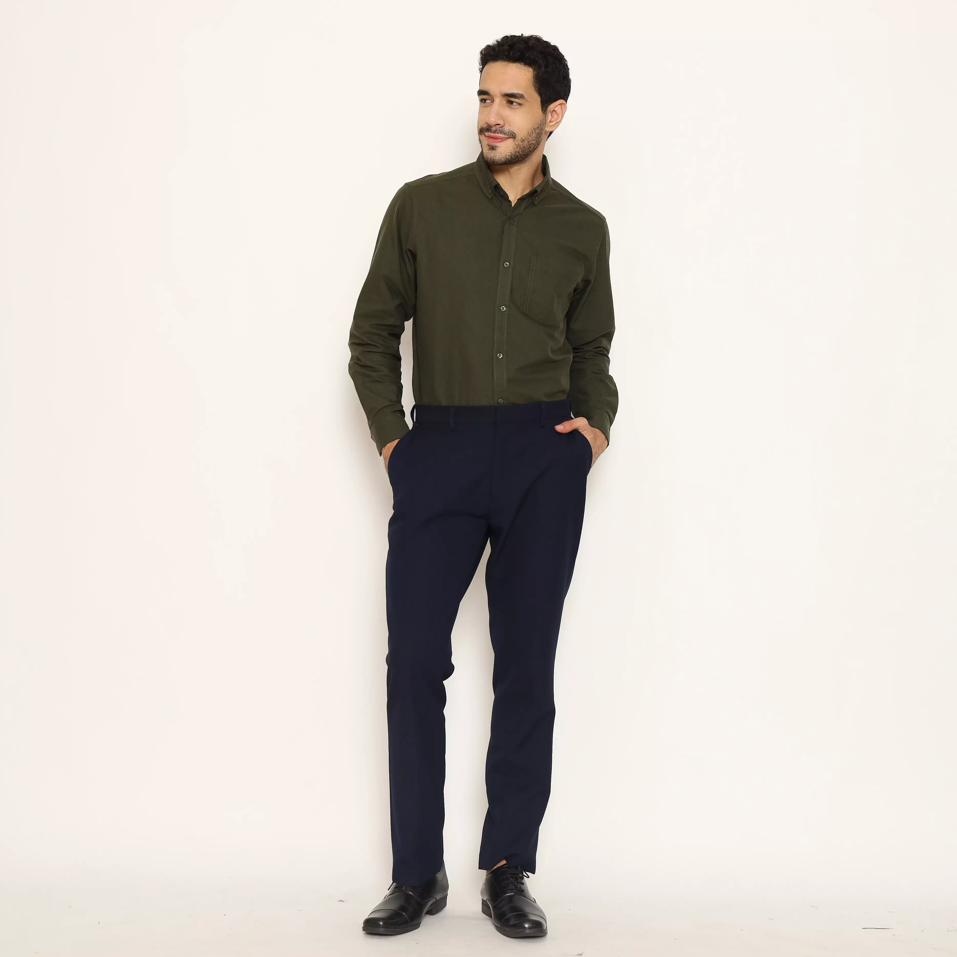Lawell Celana Bahan Pria Slim Fit –Celana Kerja Formal 4 Way Stretch Premium Warna Navy | L-WORD-SF