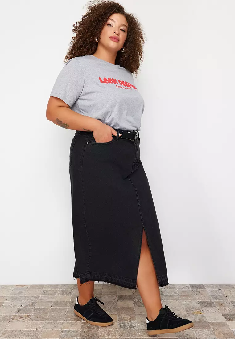 Classic Denim Midi Skirt