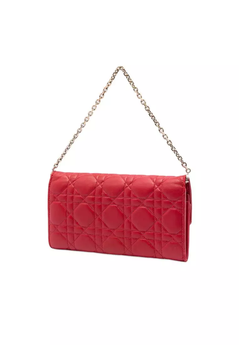 Pre-Loved Dior Lambskin Cannage Miss Dior Promenade Wallet On Chain