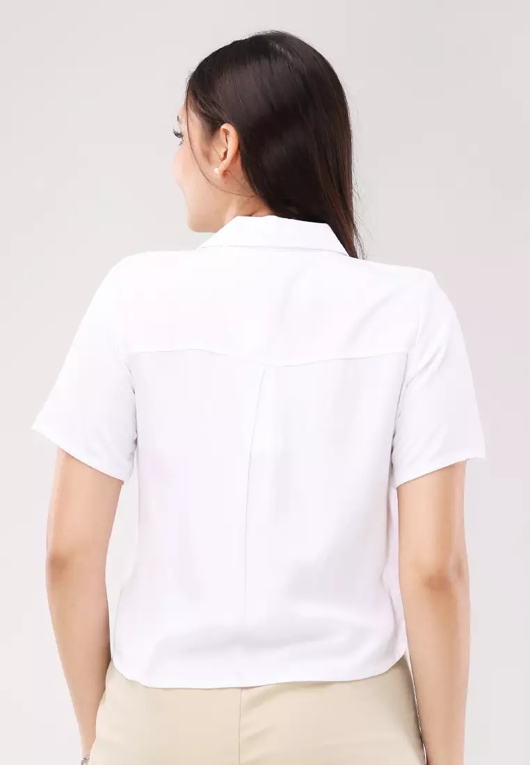 Single Twill Woven Short Sleeves Blouse