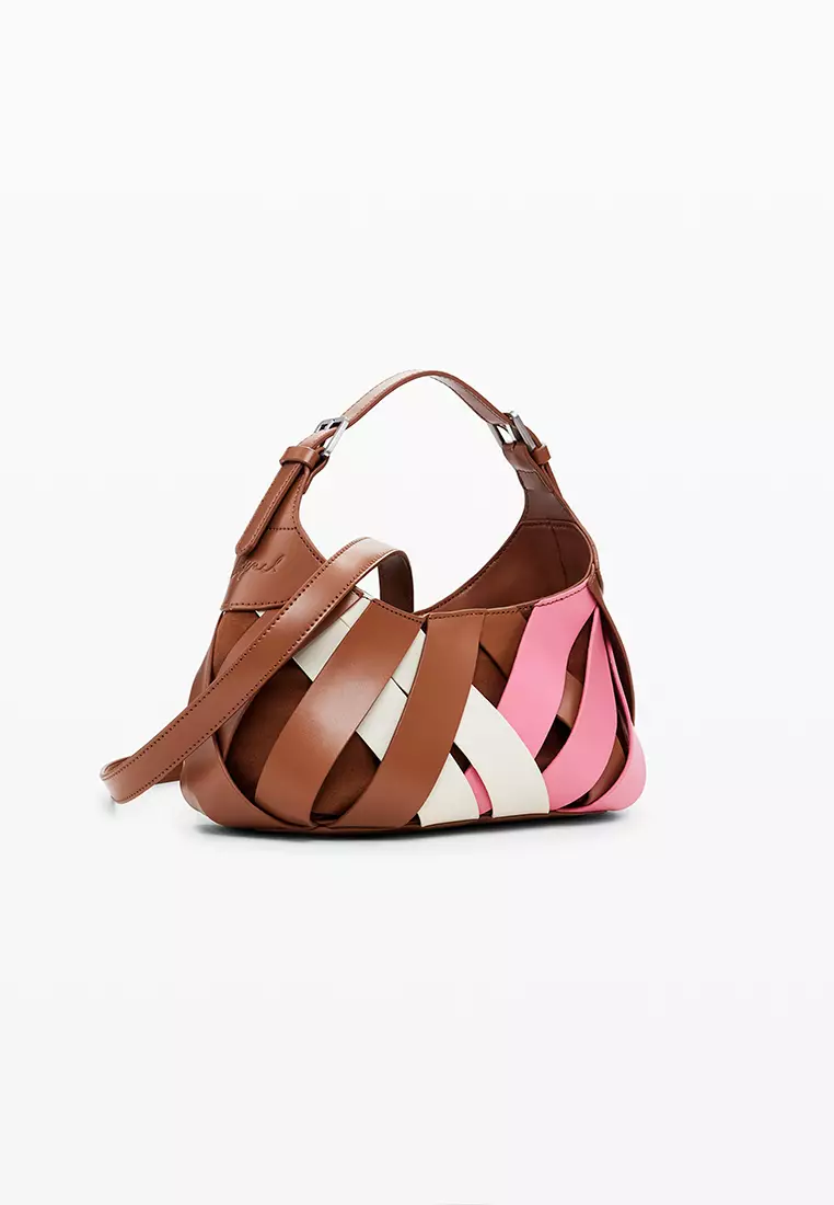 Medium braided faux leather bag