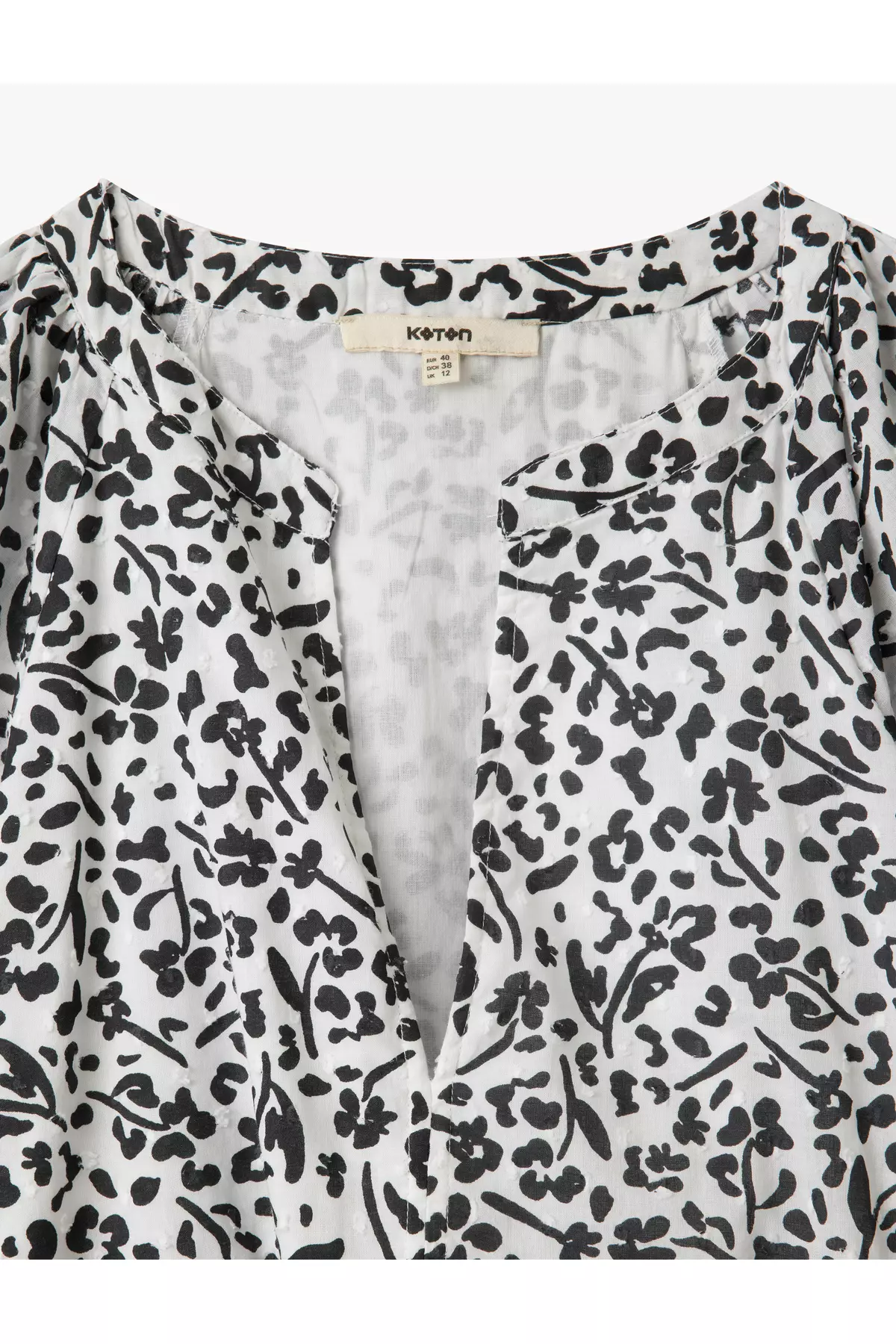 棉質內襯中式領燈籠袖長款花卉連身裙