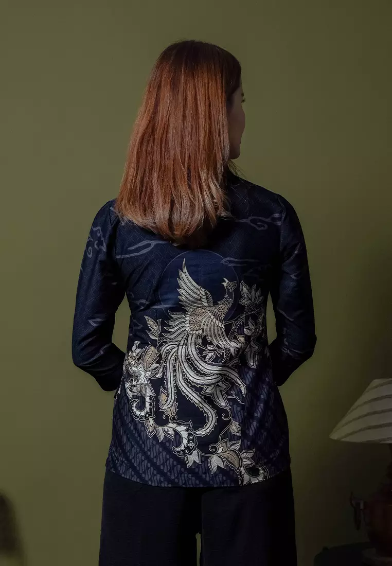 Hadinata Batik Wanita Superfine Blouse Divakar Black