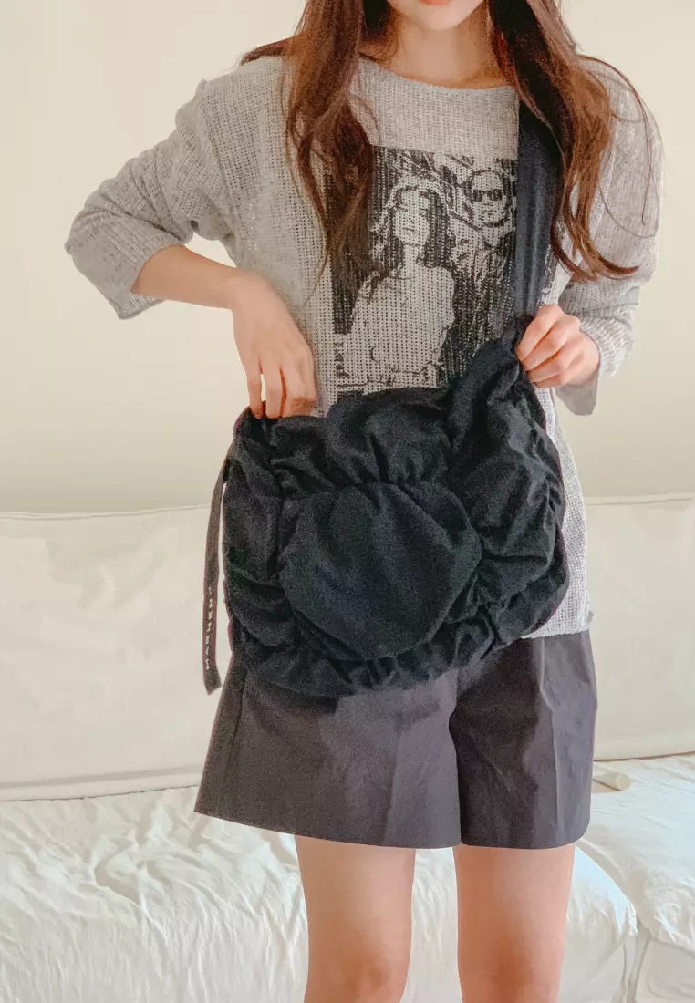 POPCORN SWING Nylon Crossbody Bag Black