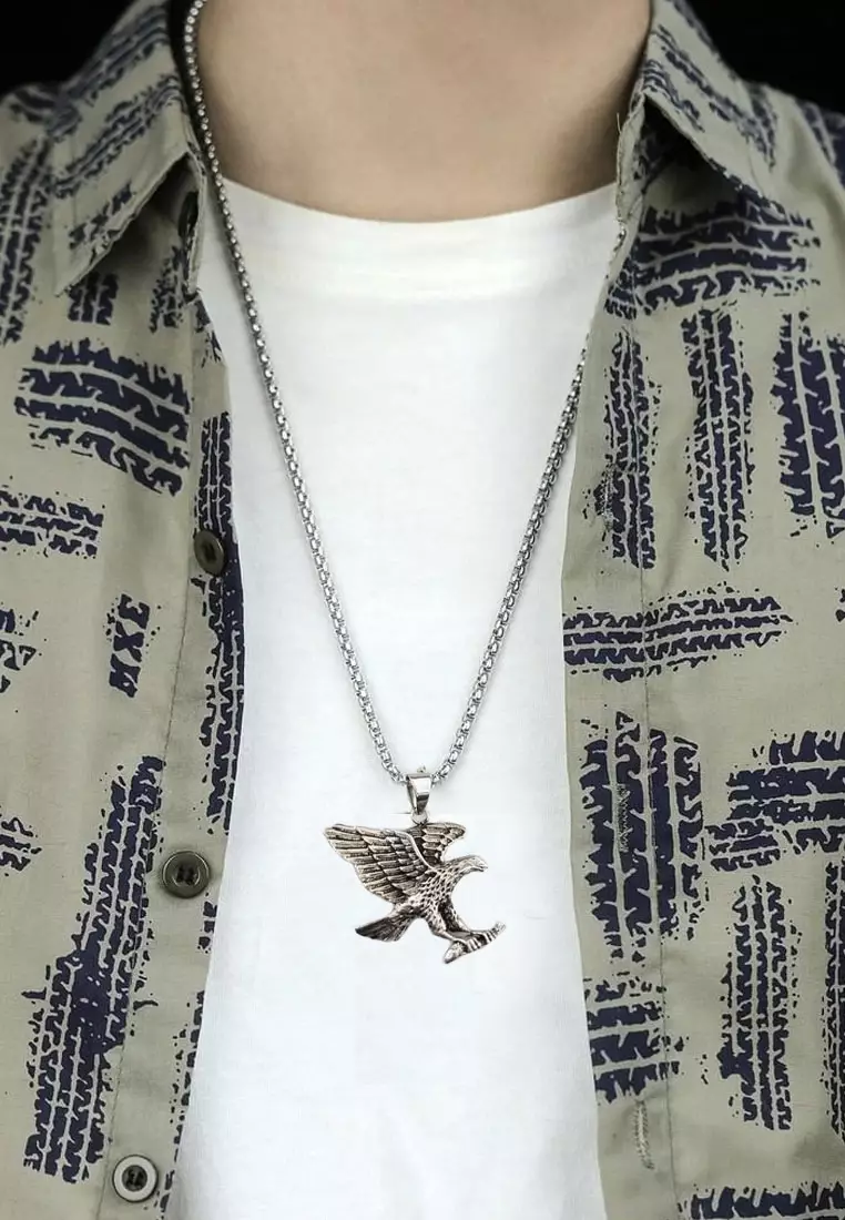 Eagle Premium Stainless Steel Necklace Kalung Pria Silver