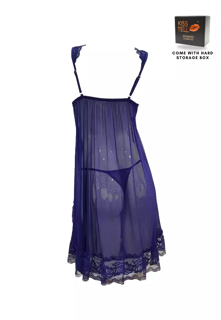 Premium Malia Lingerie Corset Night Gown Nighties in Blue