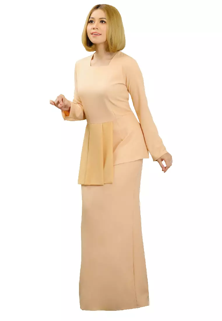 Kurung Modern Modest Fashion Beige Nude Cream