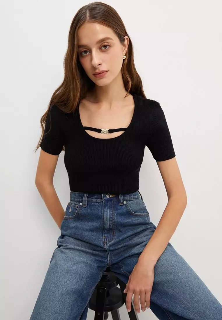 網上選購Pomelo Strap Detail Knitted Top - Black 2026 系列 ...
