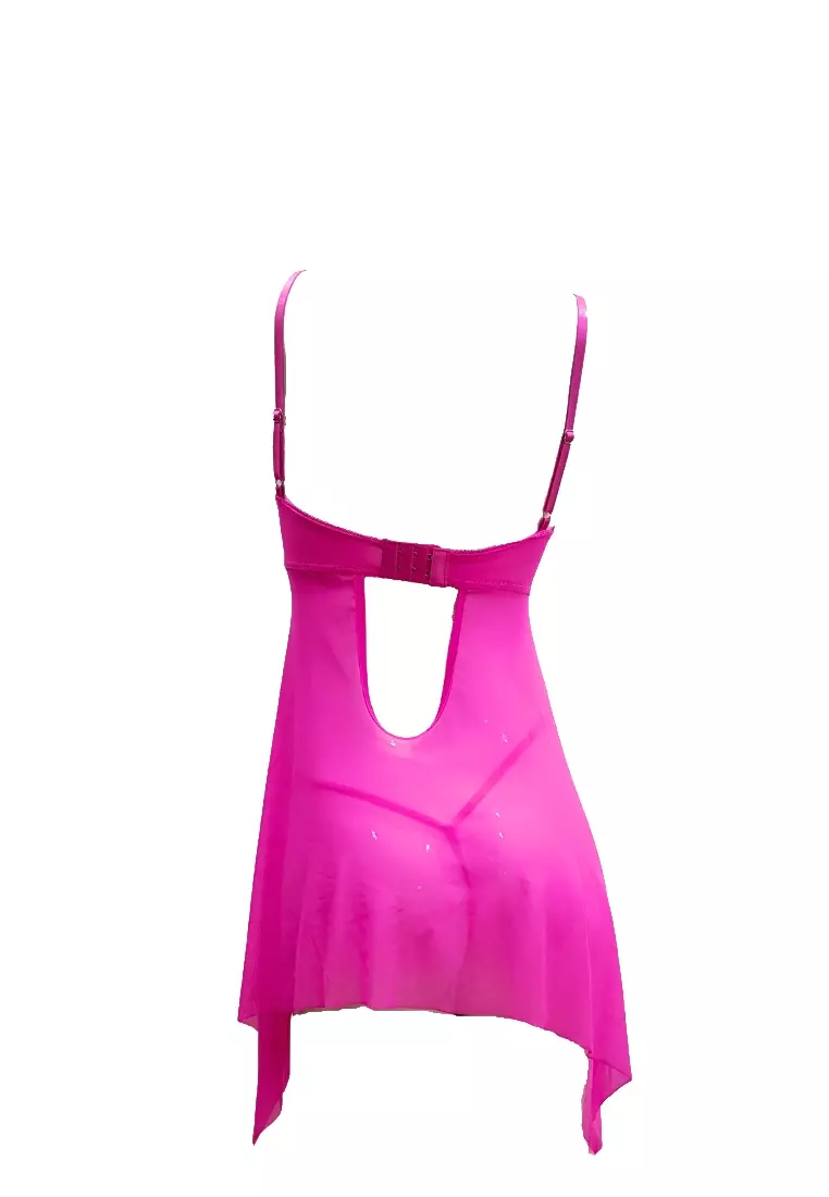 Premium Elvira Lingerie Corset Night Gown Nighties Teddy in Pink