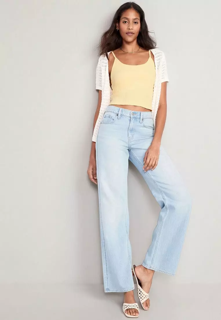 Strappy Rib-Knit Cropped Tank Top for Women