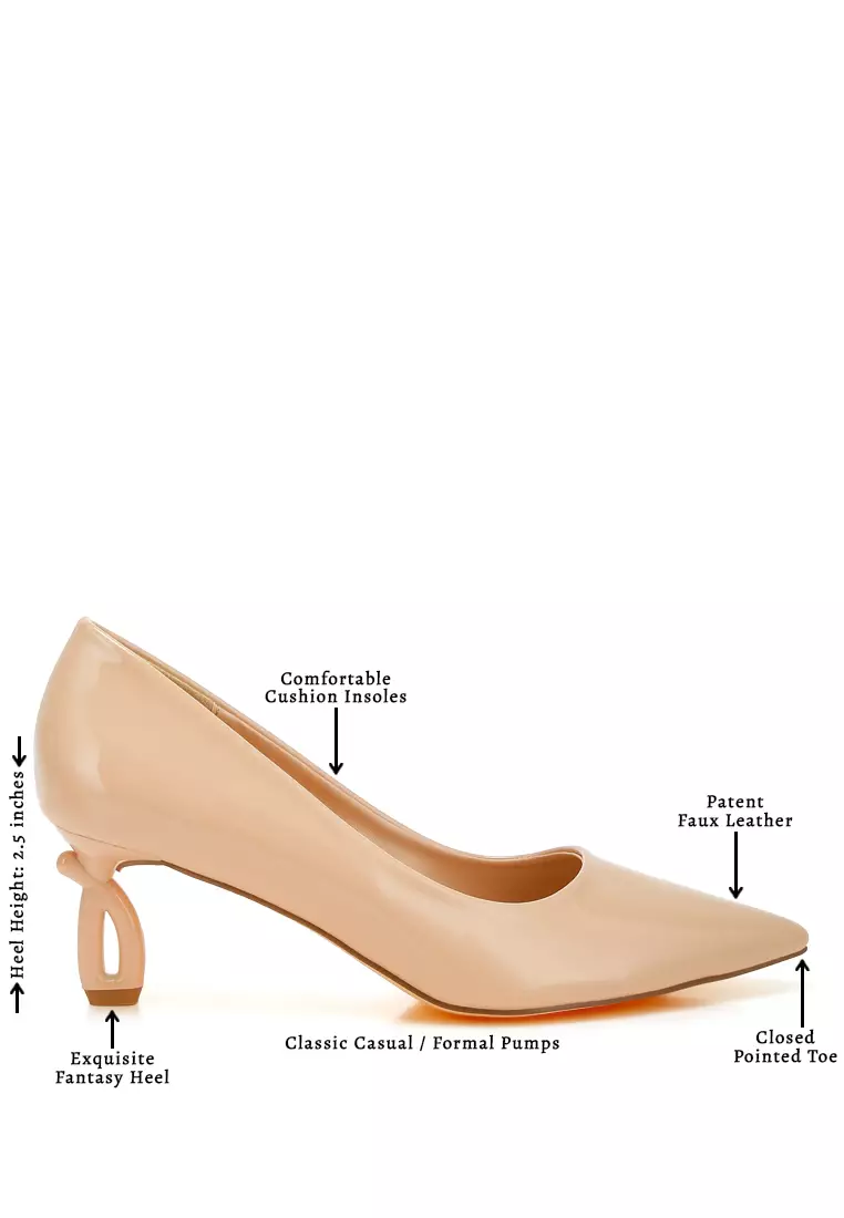 Pointed Toe Fantasy Heel Pumps in Beige